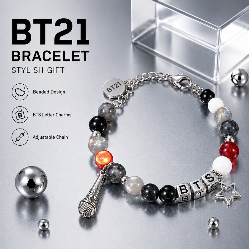 Браслет BT21 черно-красный с б – обзор и цена Jewelry Making Accessories